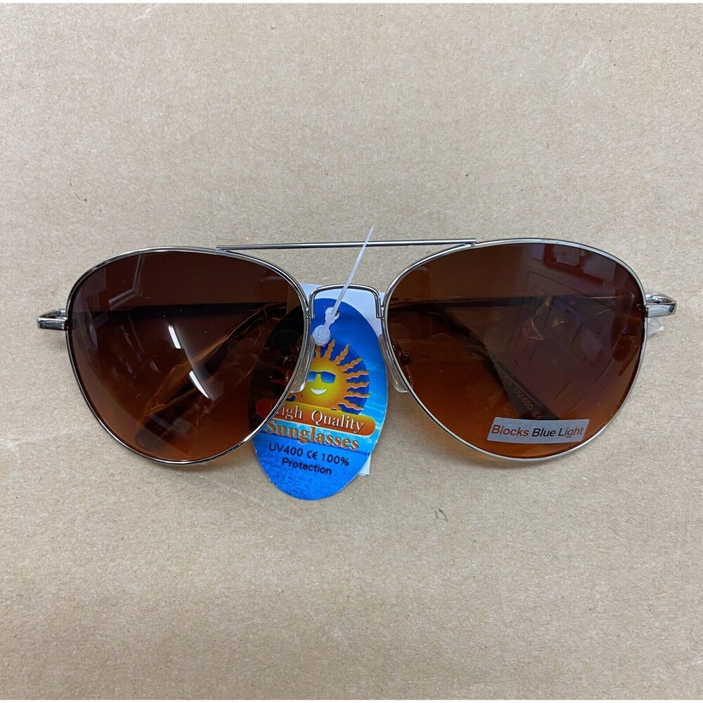 Unbranded Aviator Sunglasses Silver Metal Blue Blocking Tear Drop Unisex 30174